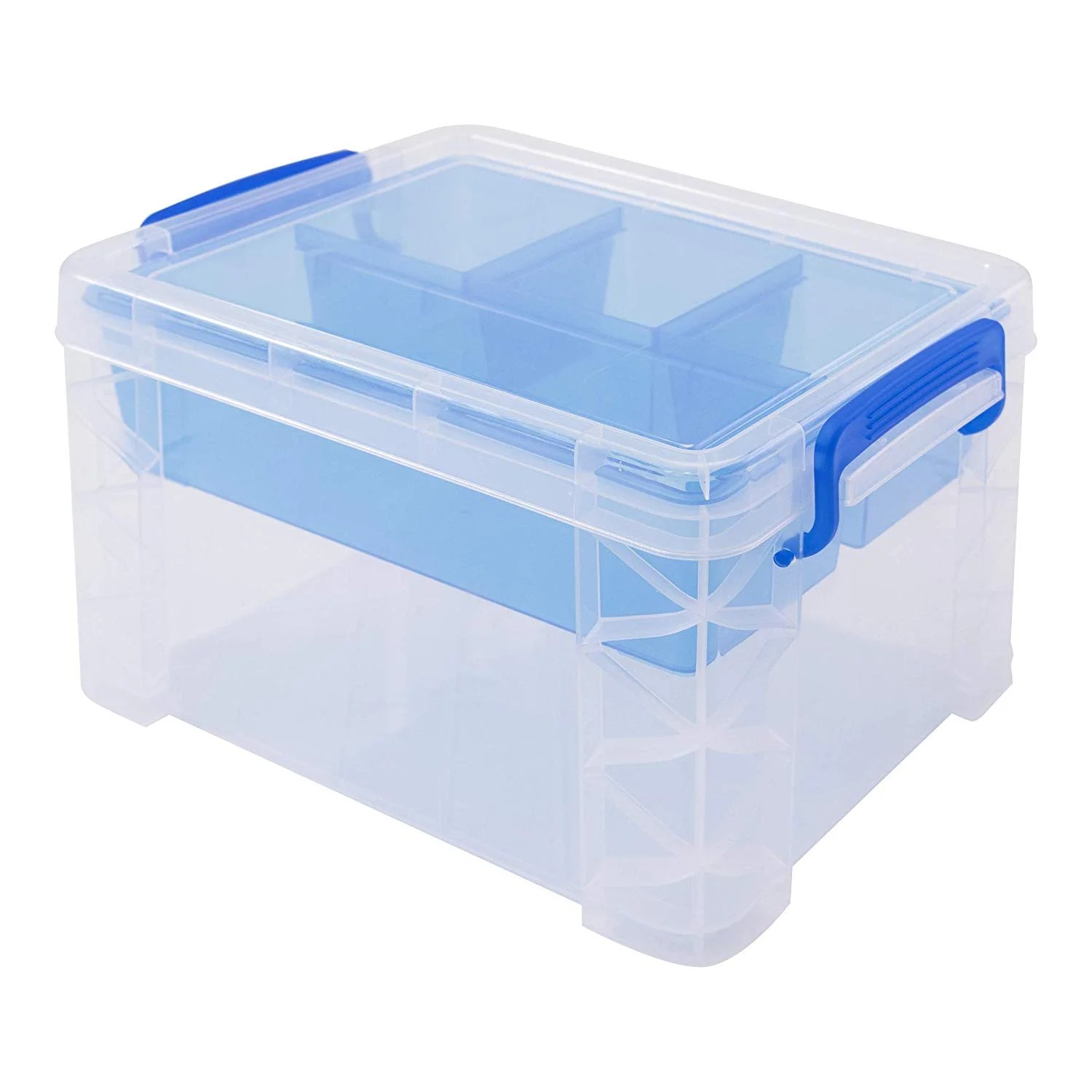 Divided Storage Box with Removable Tray, 10 x 7.5 x 6.5 Inches (37375