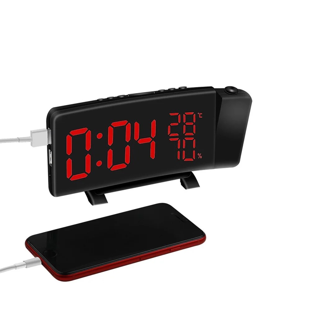 Projection Alarm Clock Digital Clock FM USB with Dual Alarms Switching