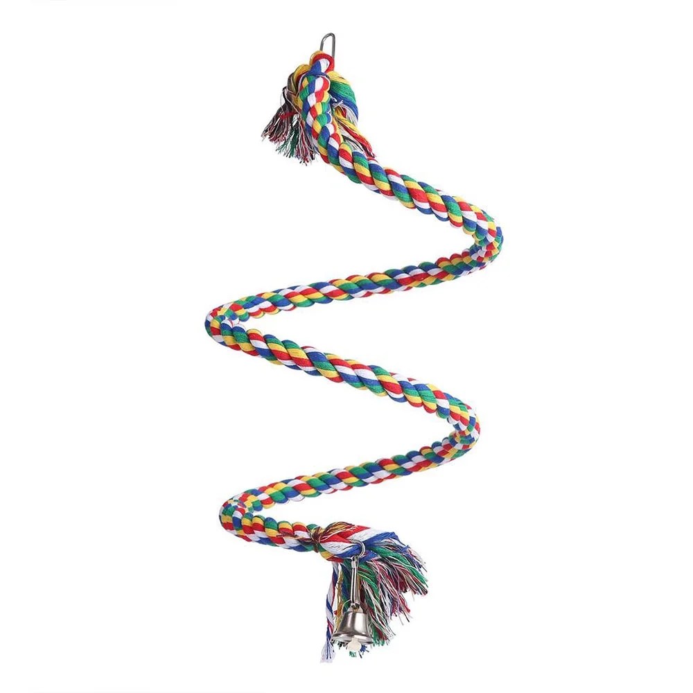 Parrot Rope Toy with Bell Braided Parrot Chew Rope Bird Cage Cockatiel