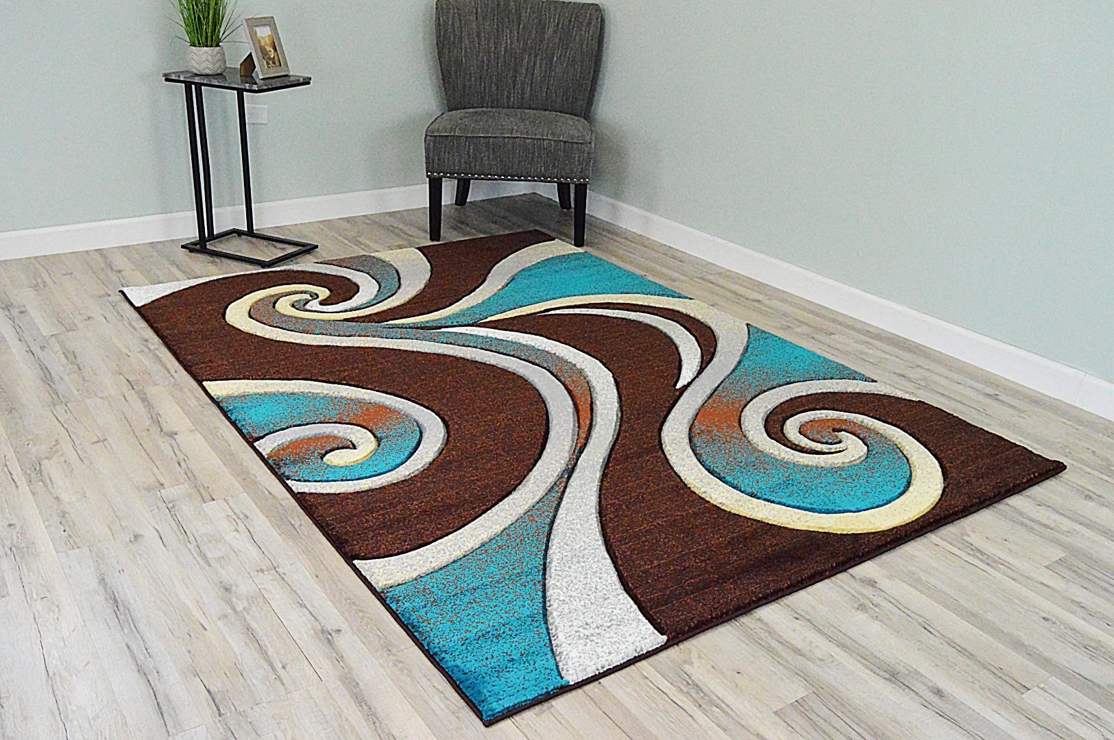 PREMIUM 3D Effect Hand Carved Thick Modern Contemporary Abstract Area Rug Design 327 Mocha