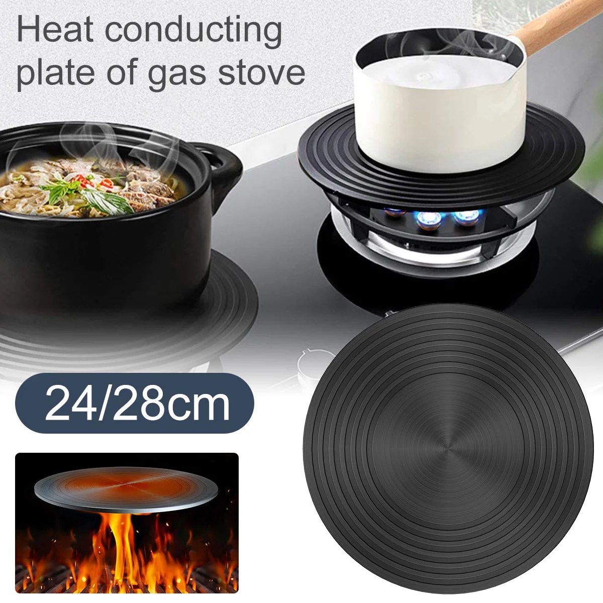 verlacoda 24/28cm Heat Diffuser for Gas Stove, Aluminum Alloy Food
