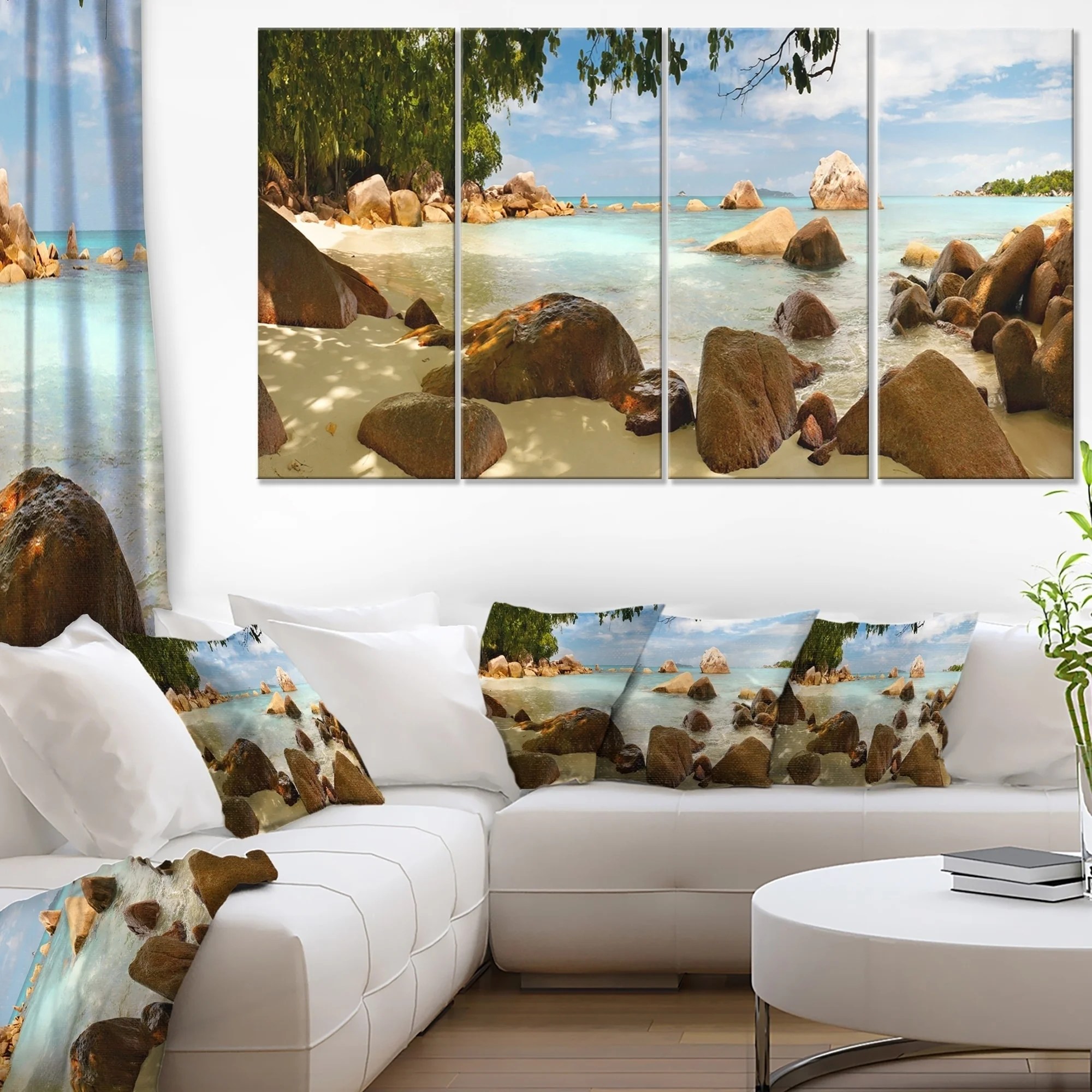 DESIGN ART Tropical Rocky Beach Panorama Extra Large