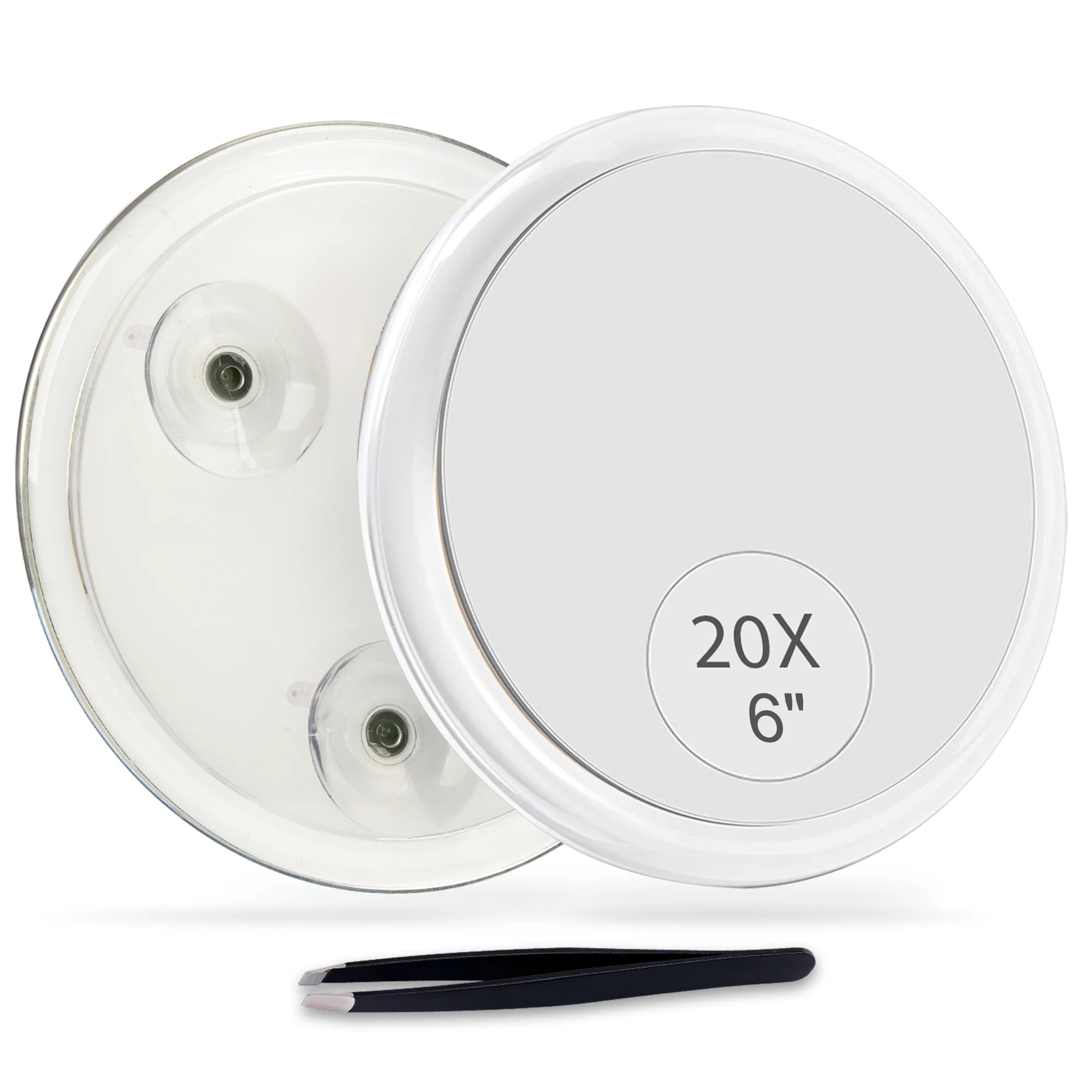 Magnifying Mirror with Suction Cups,20x Magnification,6" Vanity Mirror