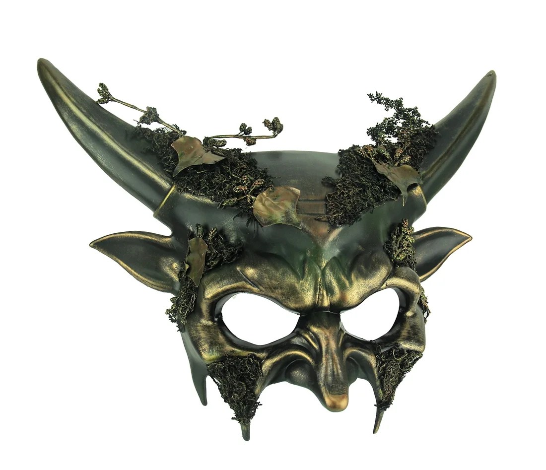 Green Woodland Demon Adult Halloween Forest Devil Mask