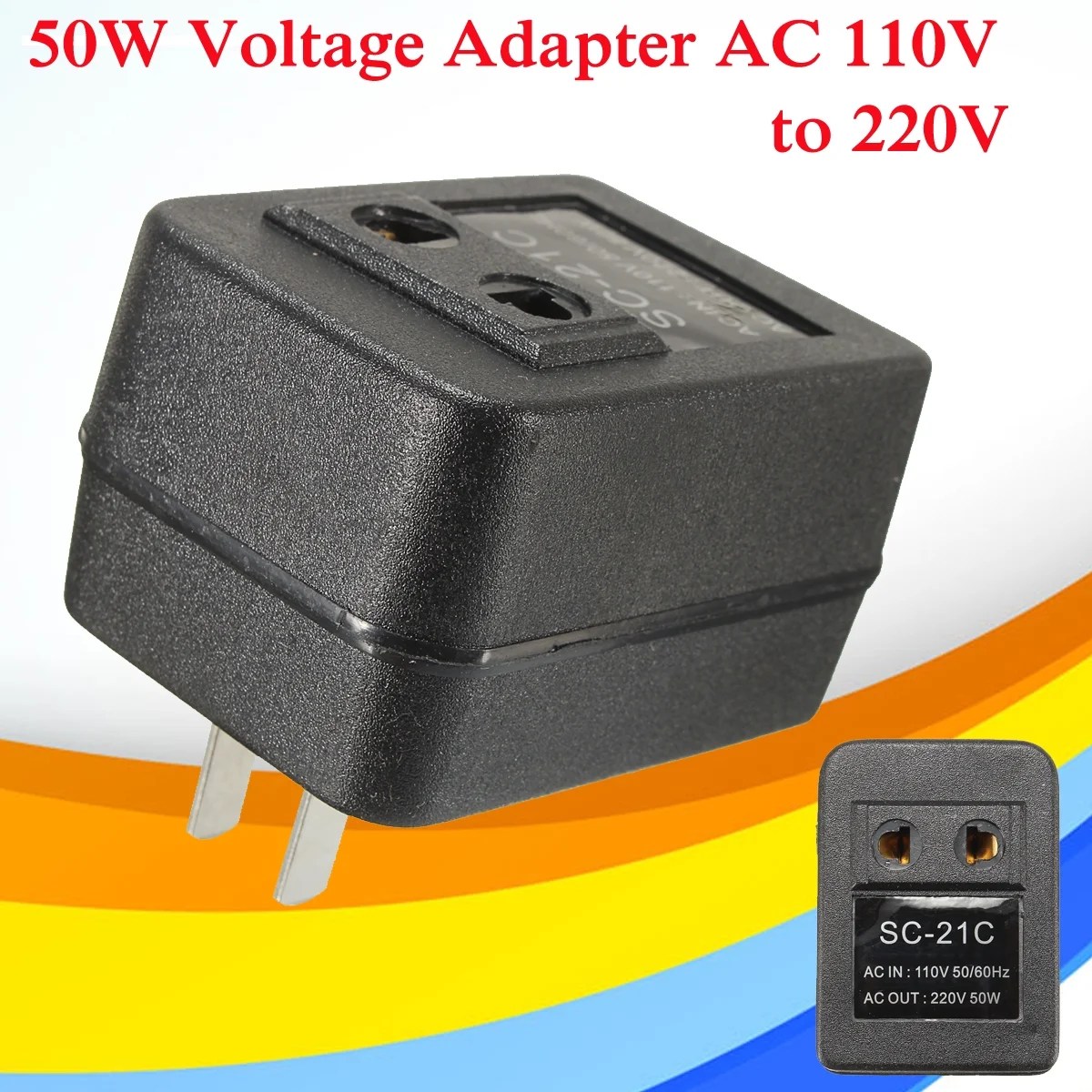 50W Voltage Adapter AC 110V to 220V US Plug Transformer