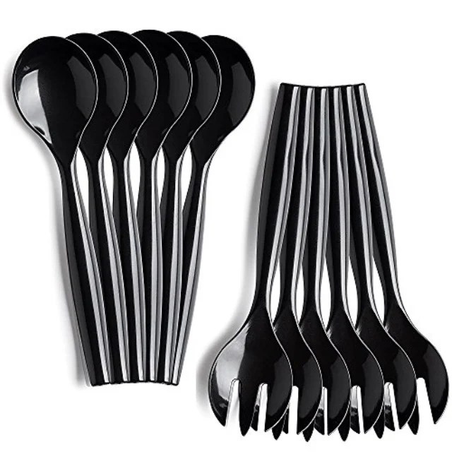 set of 12 heavy duty disposable plastic serving utensils, six 10