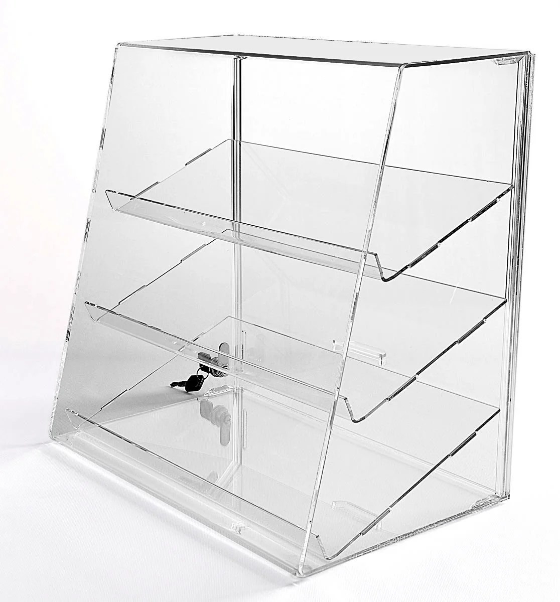 Locking Display Case with 3 Slanted Shelves 133/4"H x 14" W x 73/4