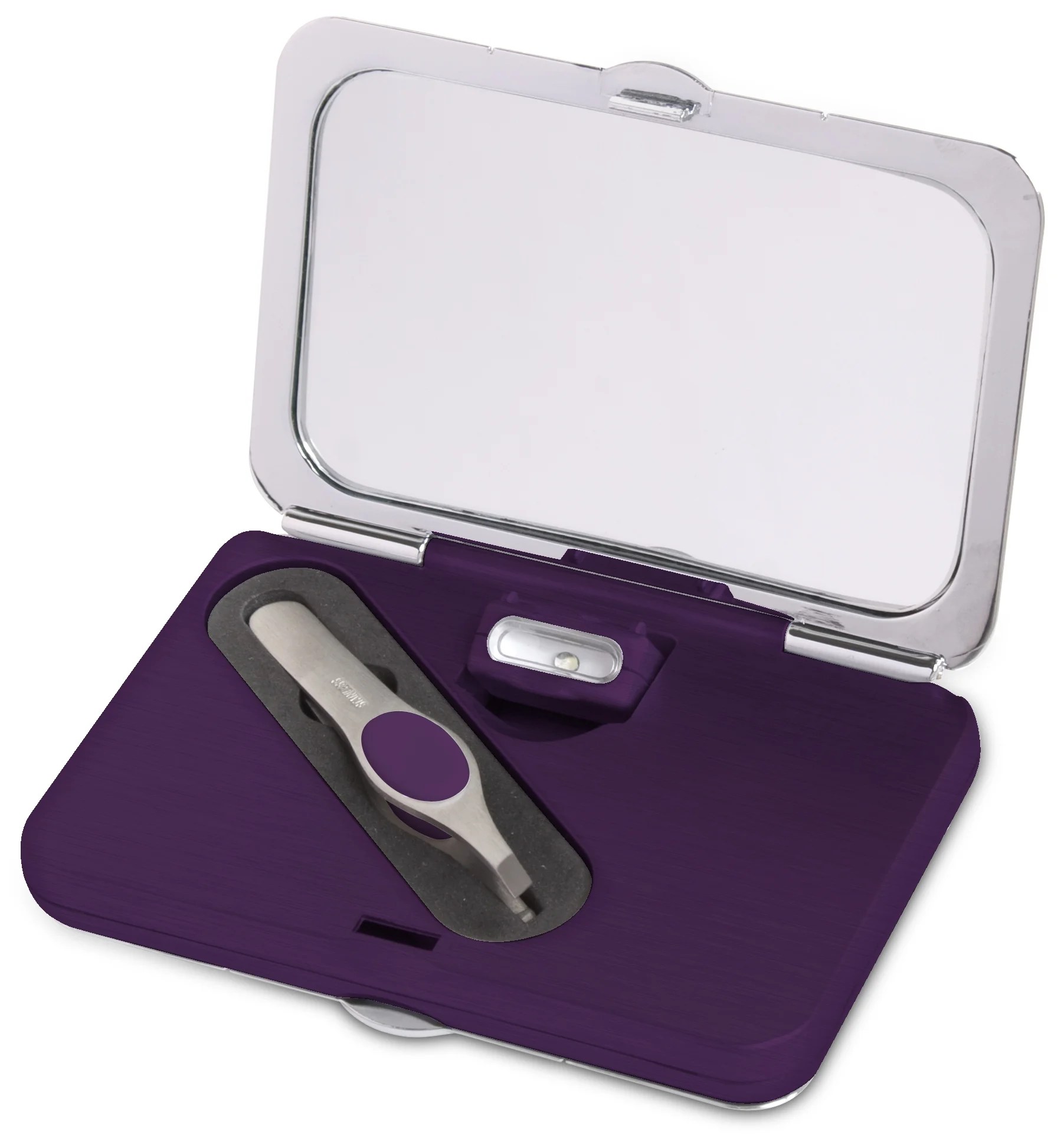 Simply Beauty Smart Compact Mirror with Tweezers ??? Purple Lighted