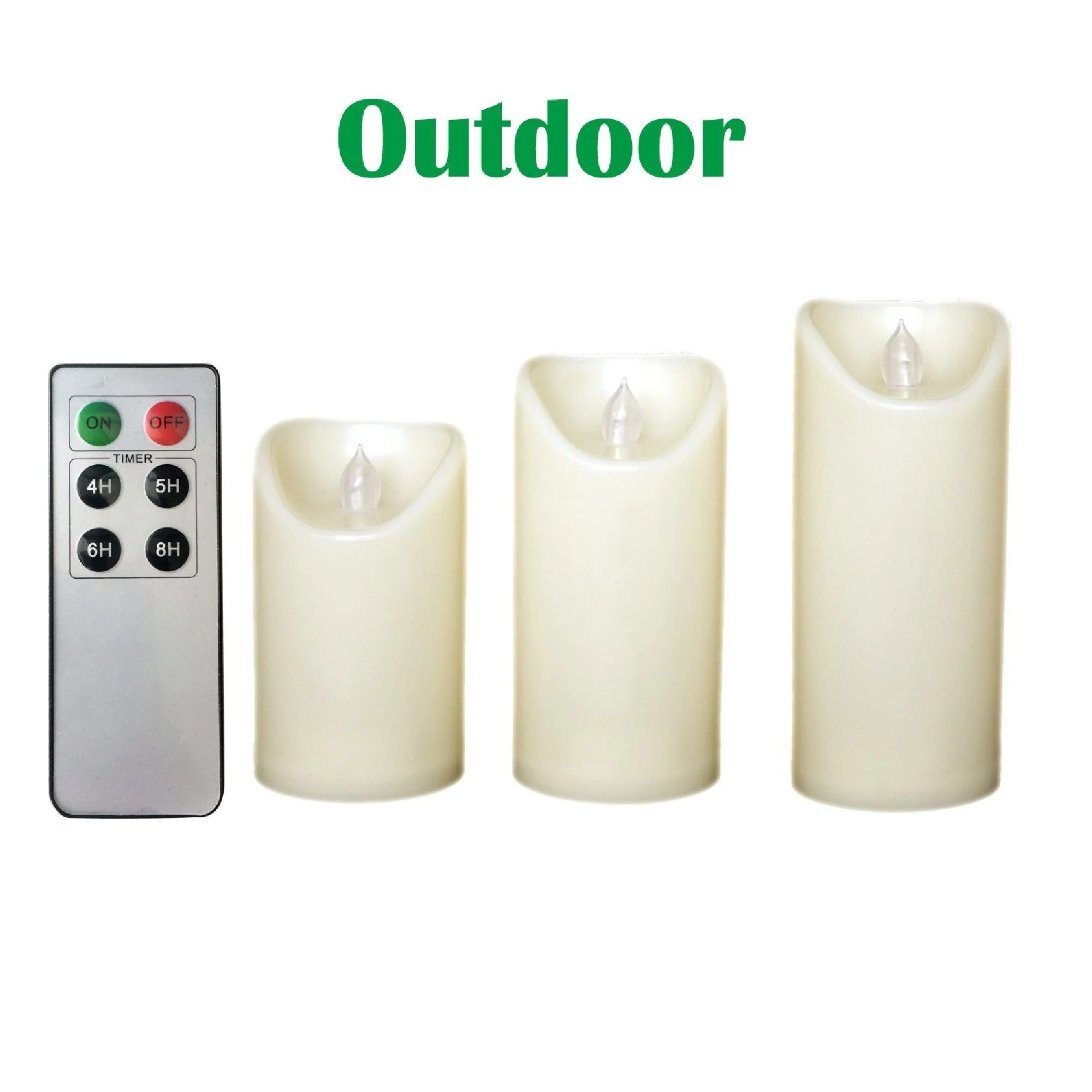 Candle Choice Set of 3 Outdoor Flameless Candles with Remote and Timer