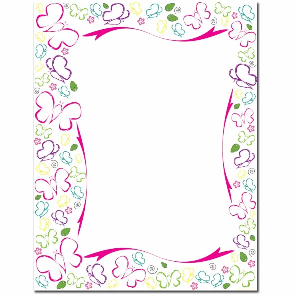 Sketched Butterflies Letterhead Printer Paper, 80 Sheets