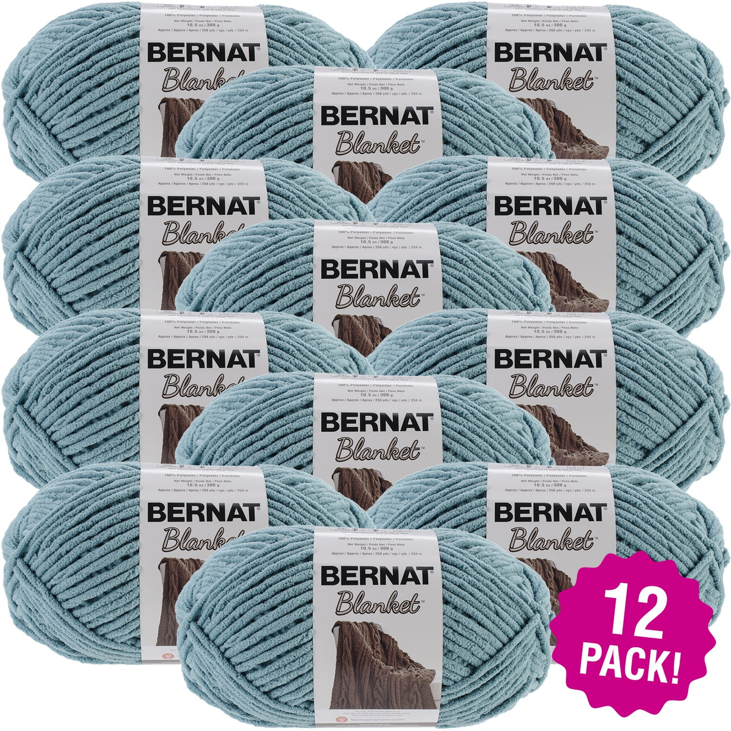 Bernat Blanket Big Ball Yarn Teal, Multipack of 12