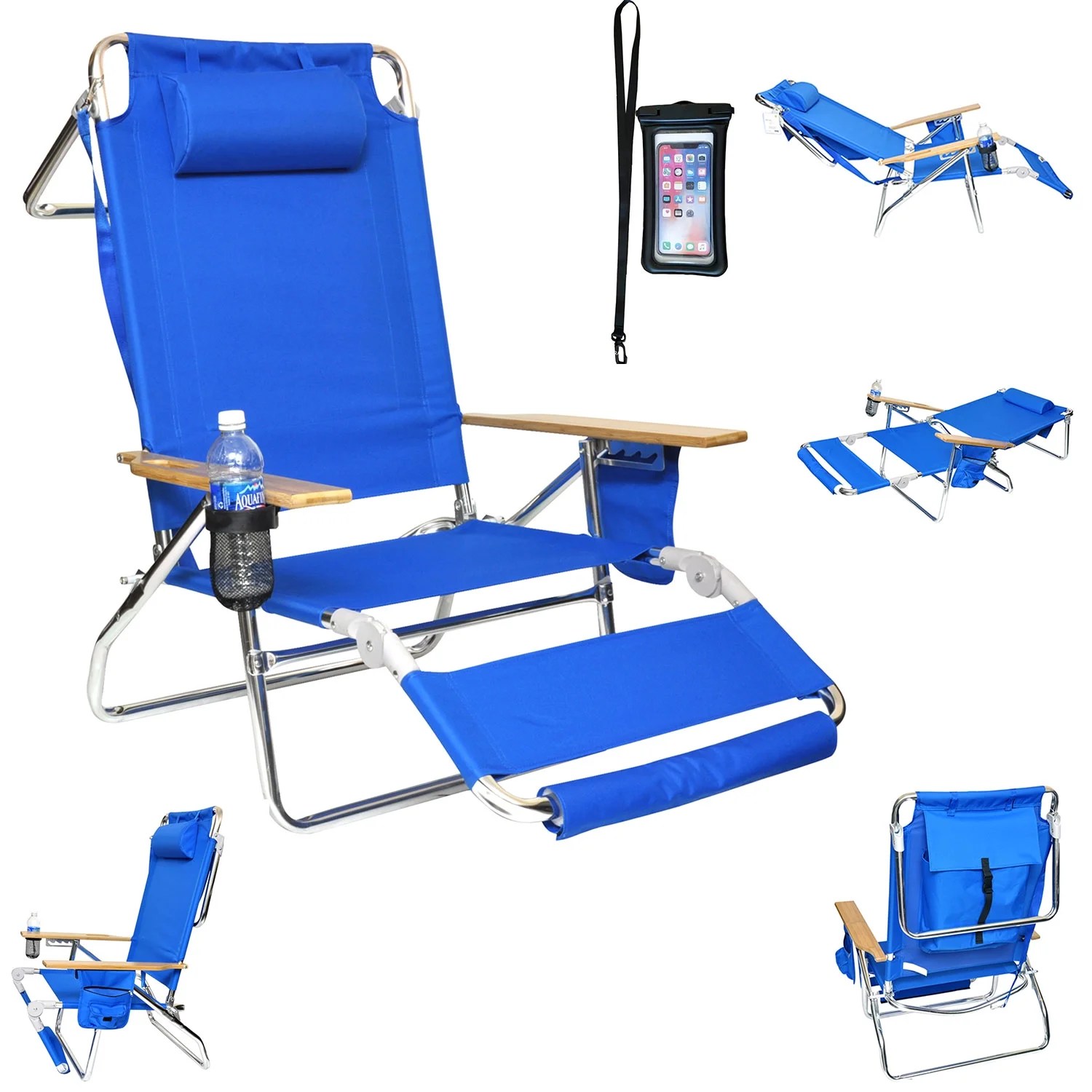 Deluxe 5 pos Lay Flat High Aluminum Beach Chair Lounge Deluxe 5 pos Lay Flat High Aluminum Beach Chair Lounge