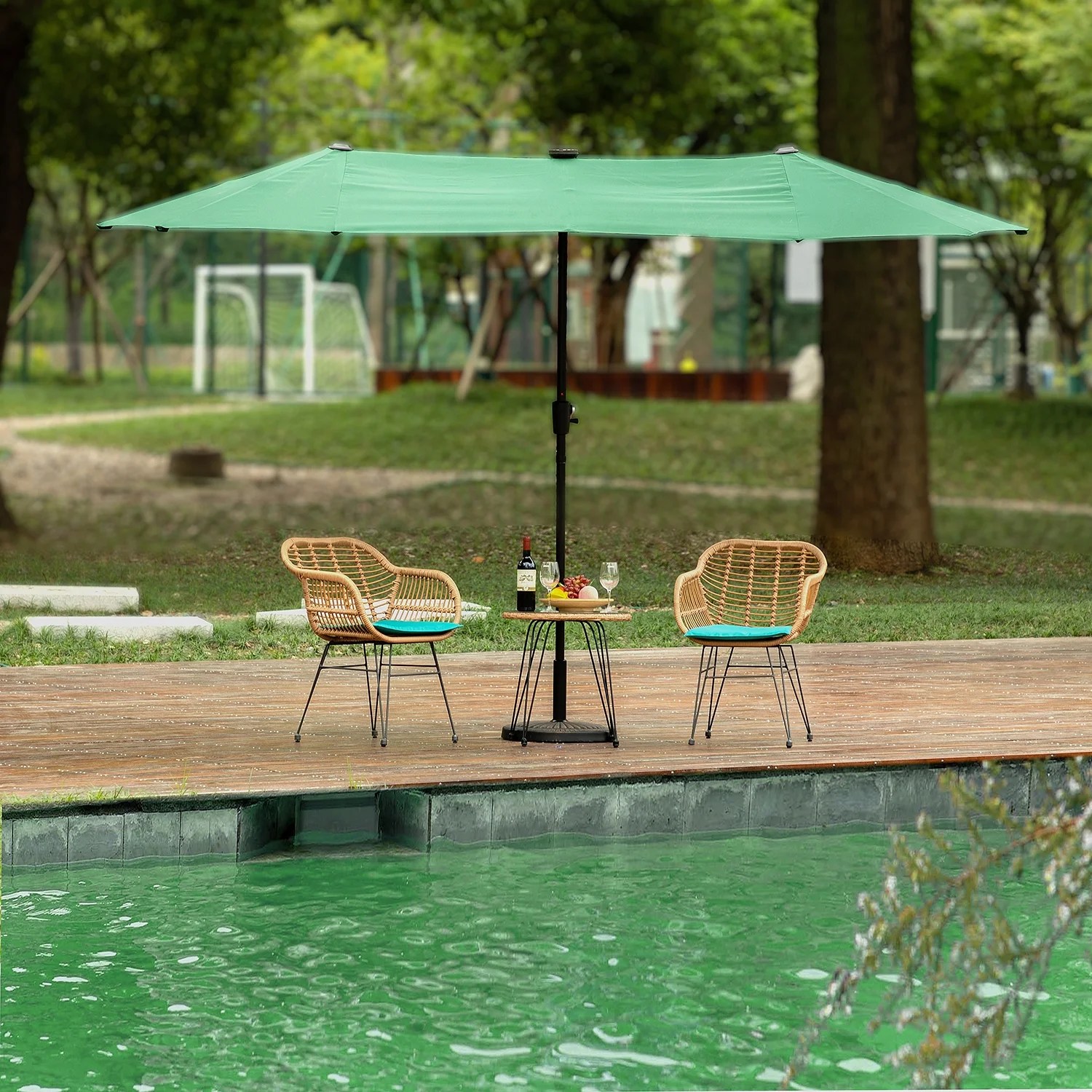 Clearance! Dryades Outdoor Patio 13'*6.5' Rectangular Market Umbrella