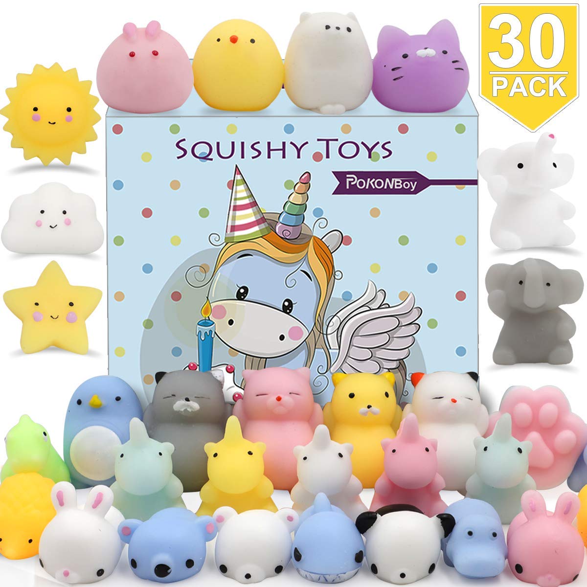 Kratez Squishies Party Favors, 30 PCS Mini Squishies, Mochi Squishy