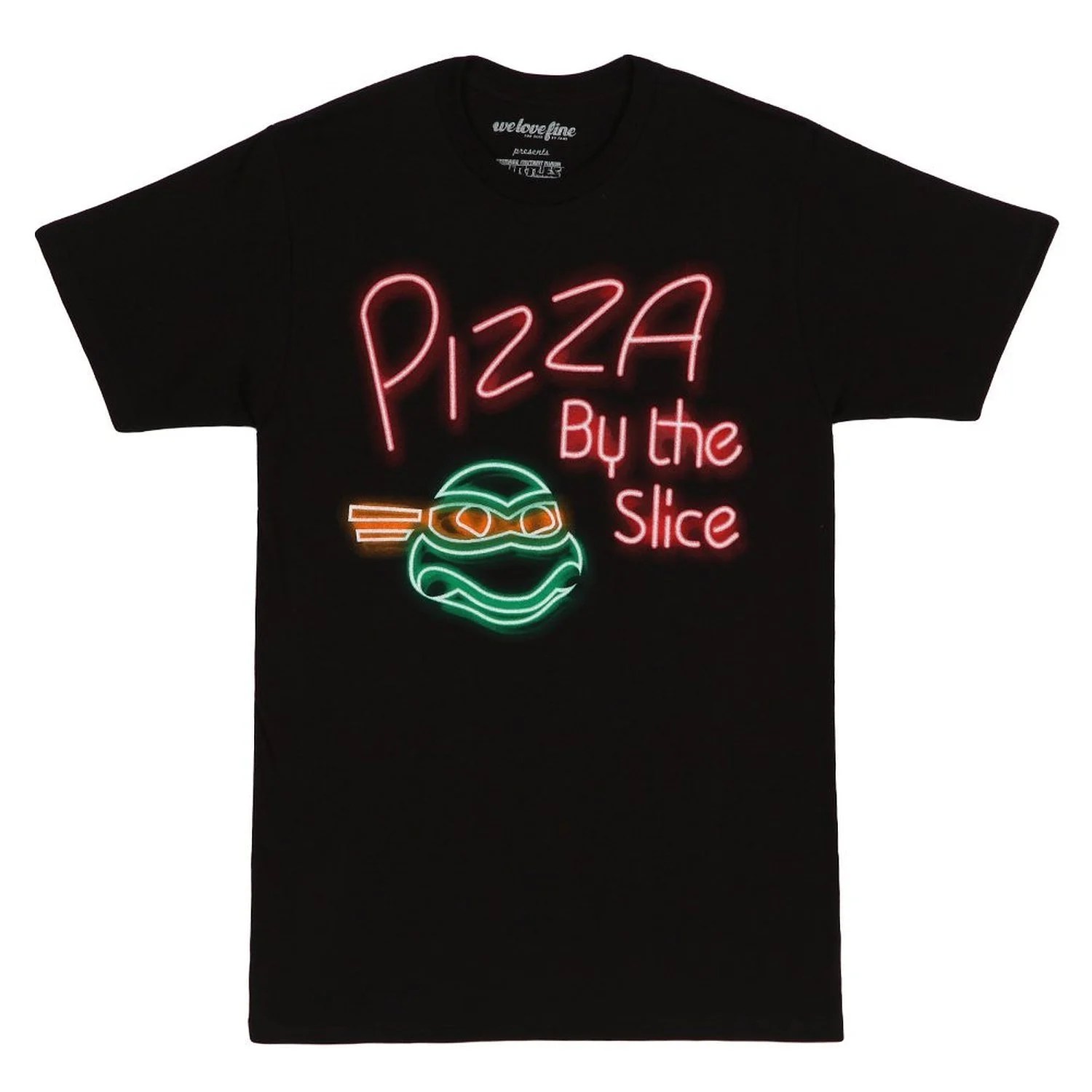 Teenage Mutant Ninja Turtles Pizza Neon Adult Black T