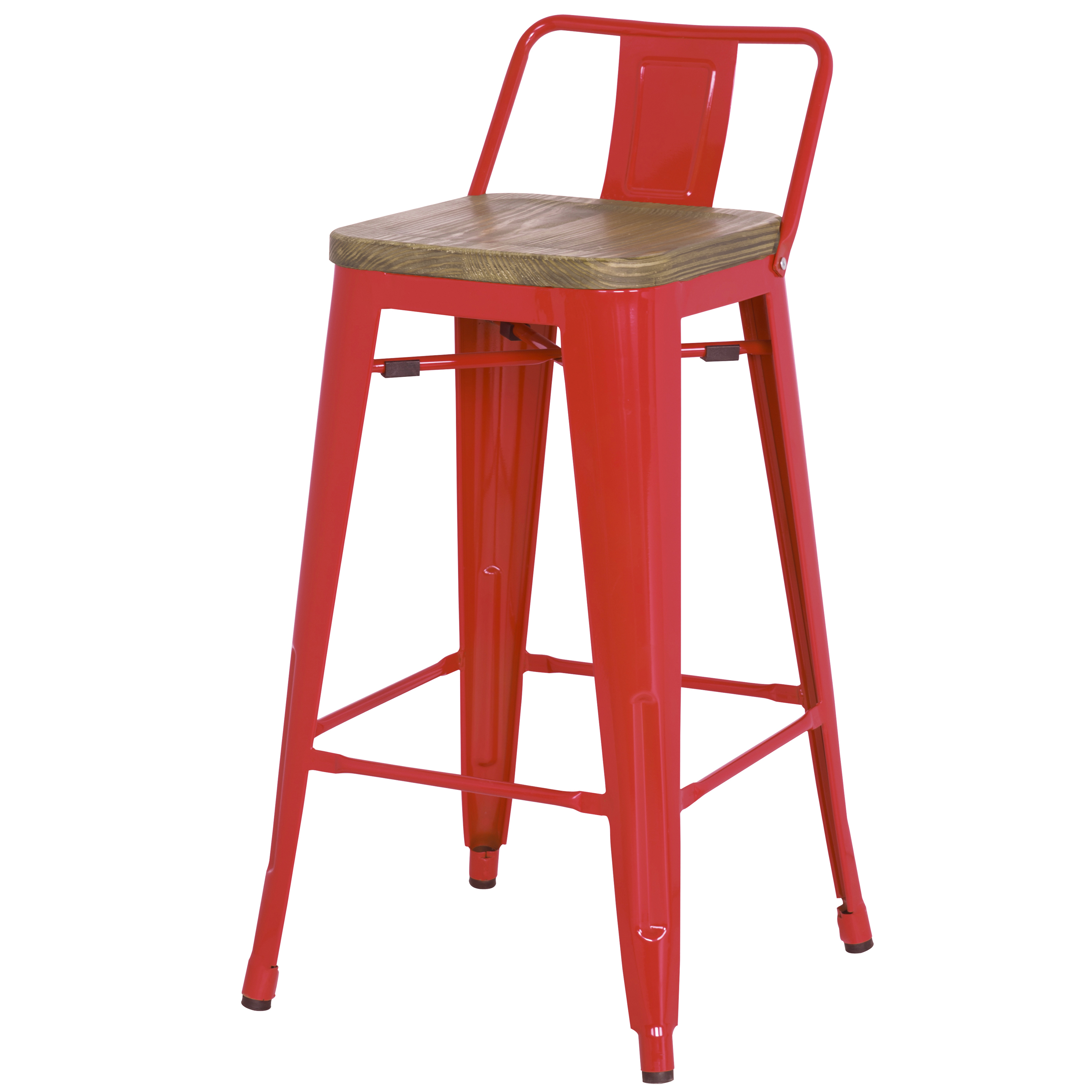 Metropolis Low Back Metal Bar Stool With Wood Seat (Set of 4), Multiple Metropolis Low Back Metal Bar Stool With Wood Seat (Set of 4), Multiple