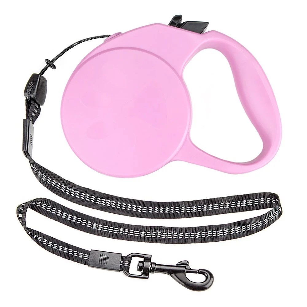 Dog Leash Retractable, Pink Small Sturdy Dog Leash 10ft, With Safety