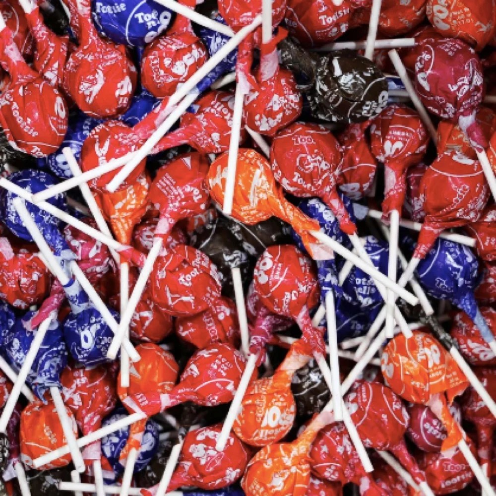 Tootsie Pop Lollipop 5Flavors Hard Candy Outside with Chewy Tootsie
