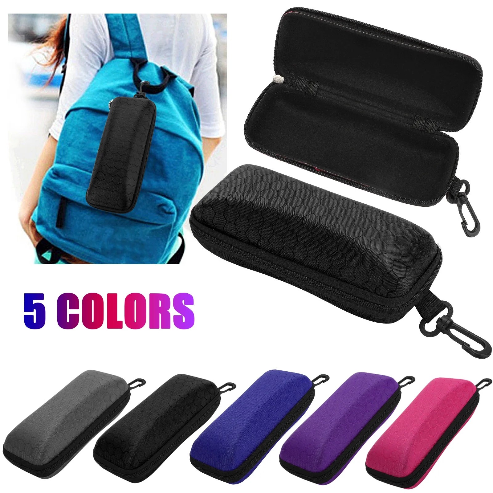 TSV Sunglasses Case, Portable Zipper Glasses Case, Hard Eyeglasses Box