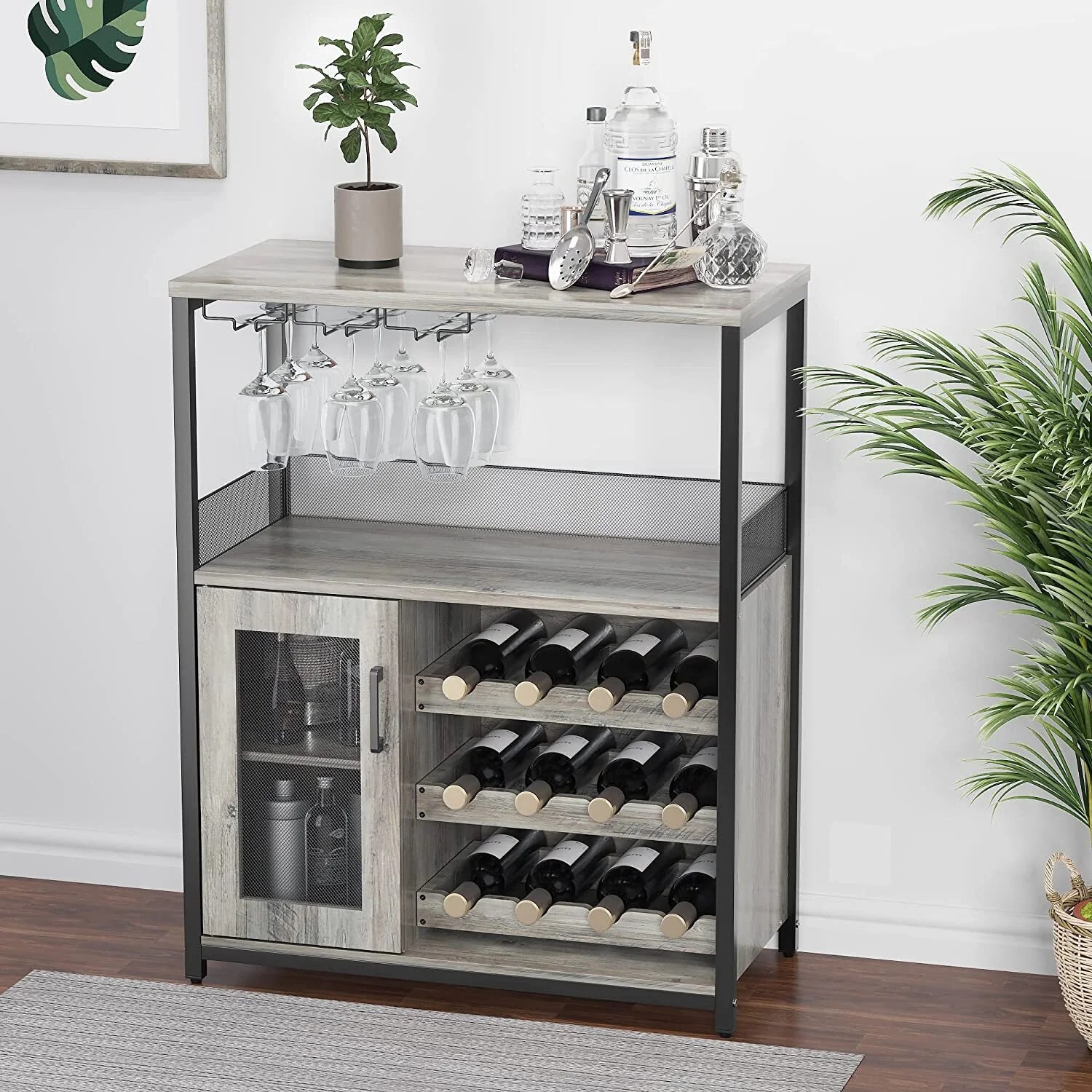 Yartaka Wine Bar Rack with Detachable Wine Rack, Bar
