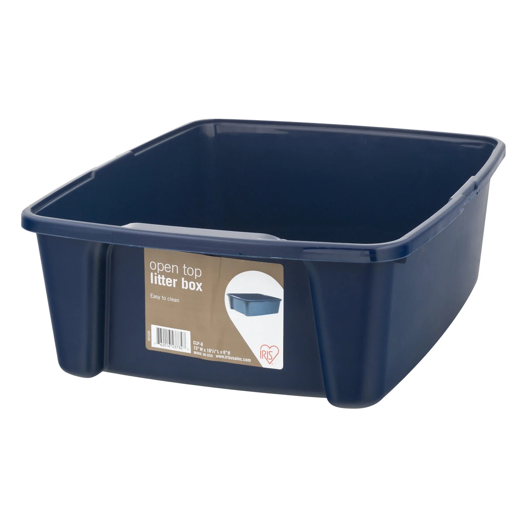 IRIS USA, Open Litter Box, Regular, Blue