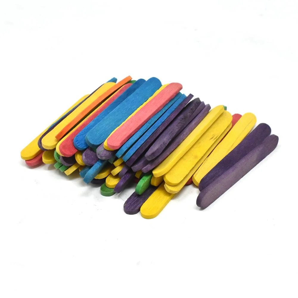 Mini Wooden Craft Popsicle Sticks, Assorted Color, 21/8Inch, 150