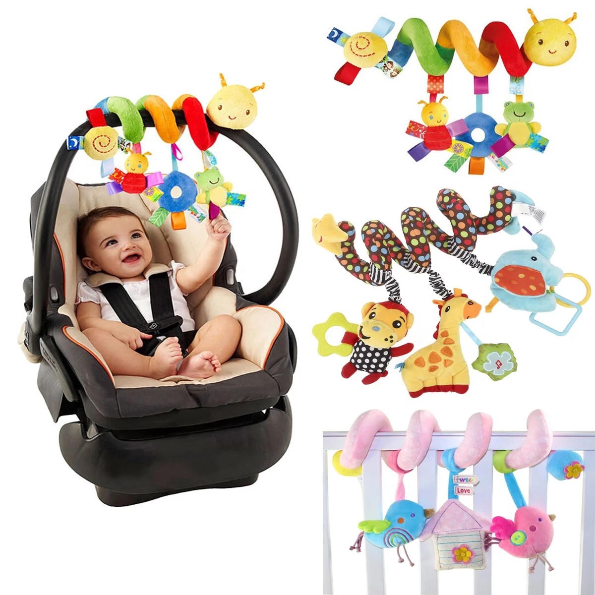 Pixnor Baby Crib Cot Pram Hanging Rattles Spiral Stroller & Car Seat