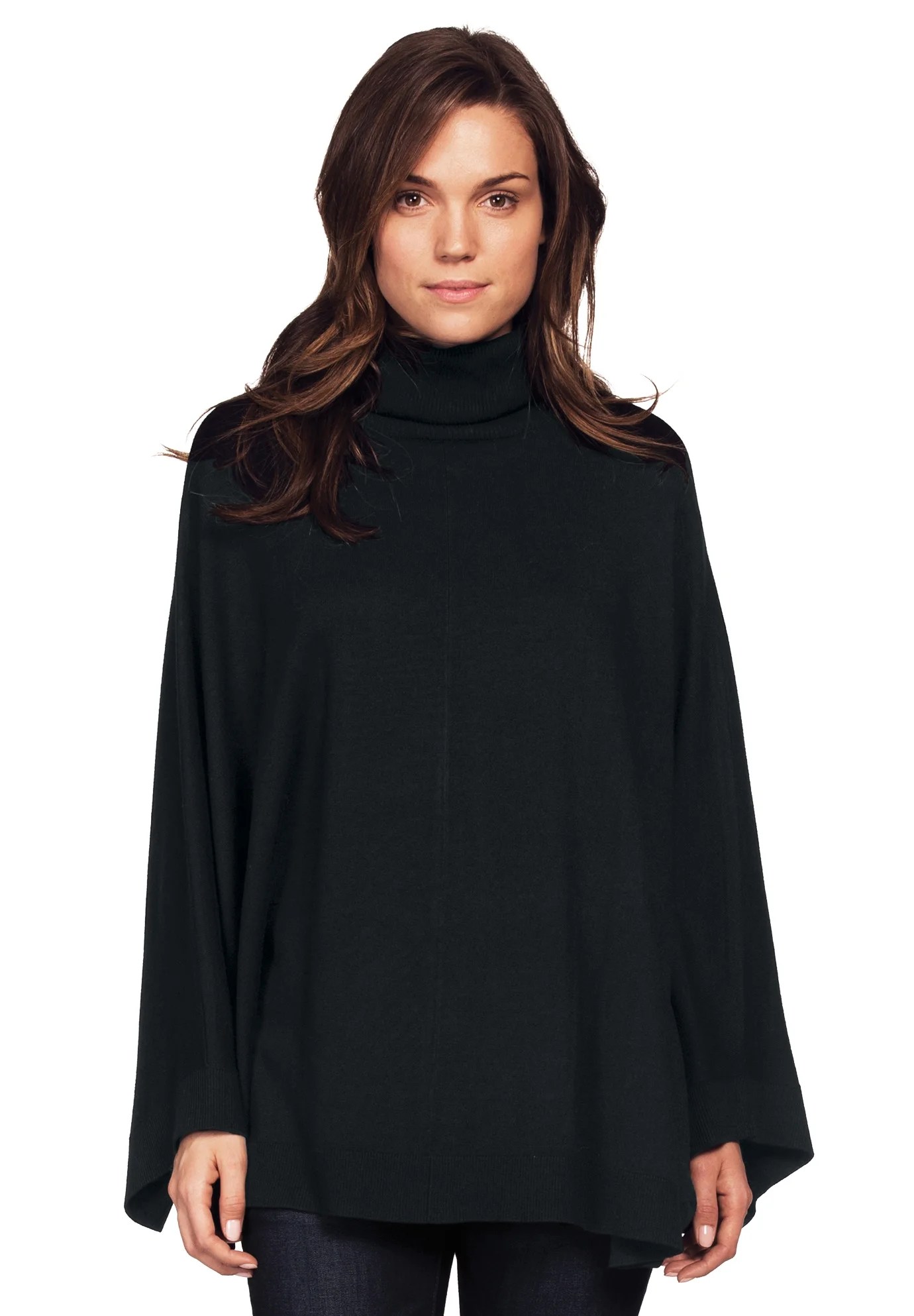 Ellos Ellos Womens Plus Size Turtleneck Poncho Sweater