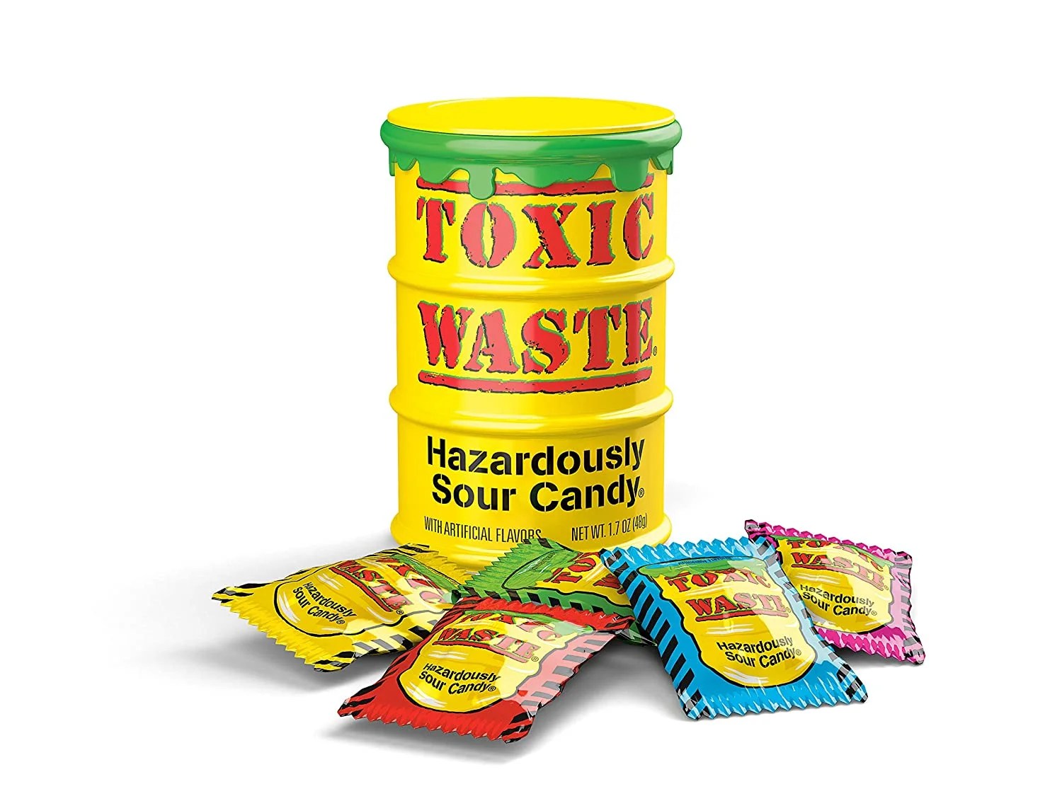 Toxic Waste 1.7 oz Drums Sour Display Sour Candy, 12 Ct