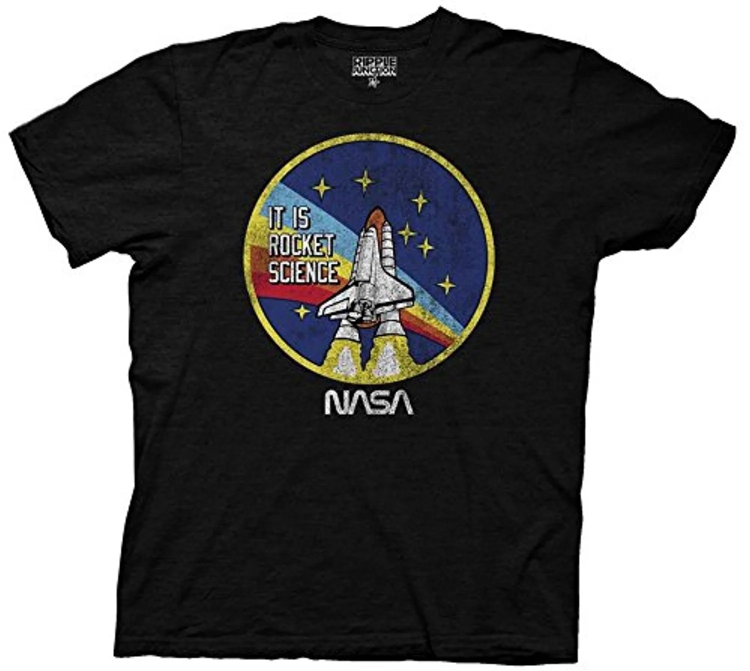 NASA Mens It is Rocket Science 100 Cotton Graphic TShirt SM Black