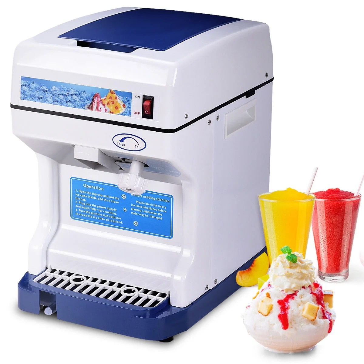 Costway Electric Ice Shaver Machine Tabletop Shaved Ice Crusher Ice