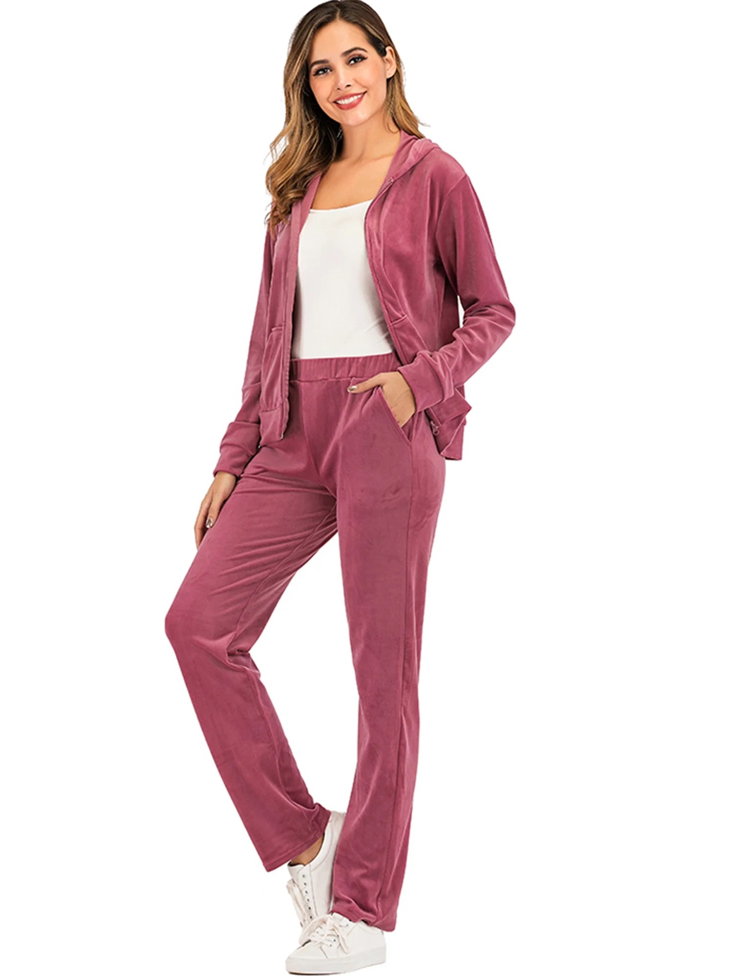 Lelinta LELINTA Women's Plus Size Velour Tracksuits 2 Piece Outfits