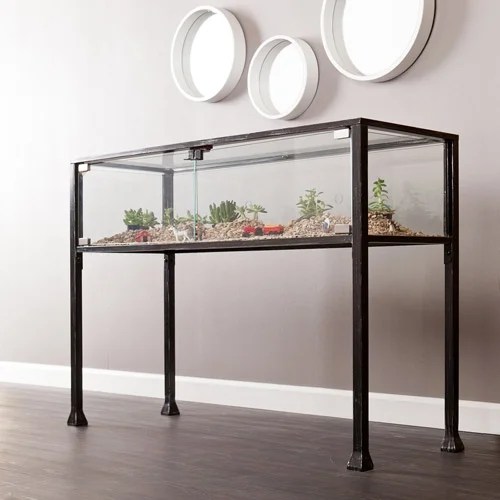 Showcase Terrarium Console Table, Black