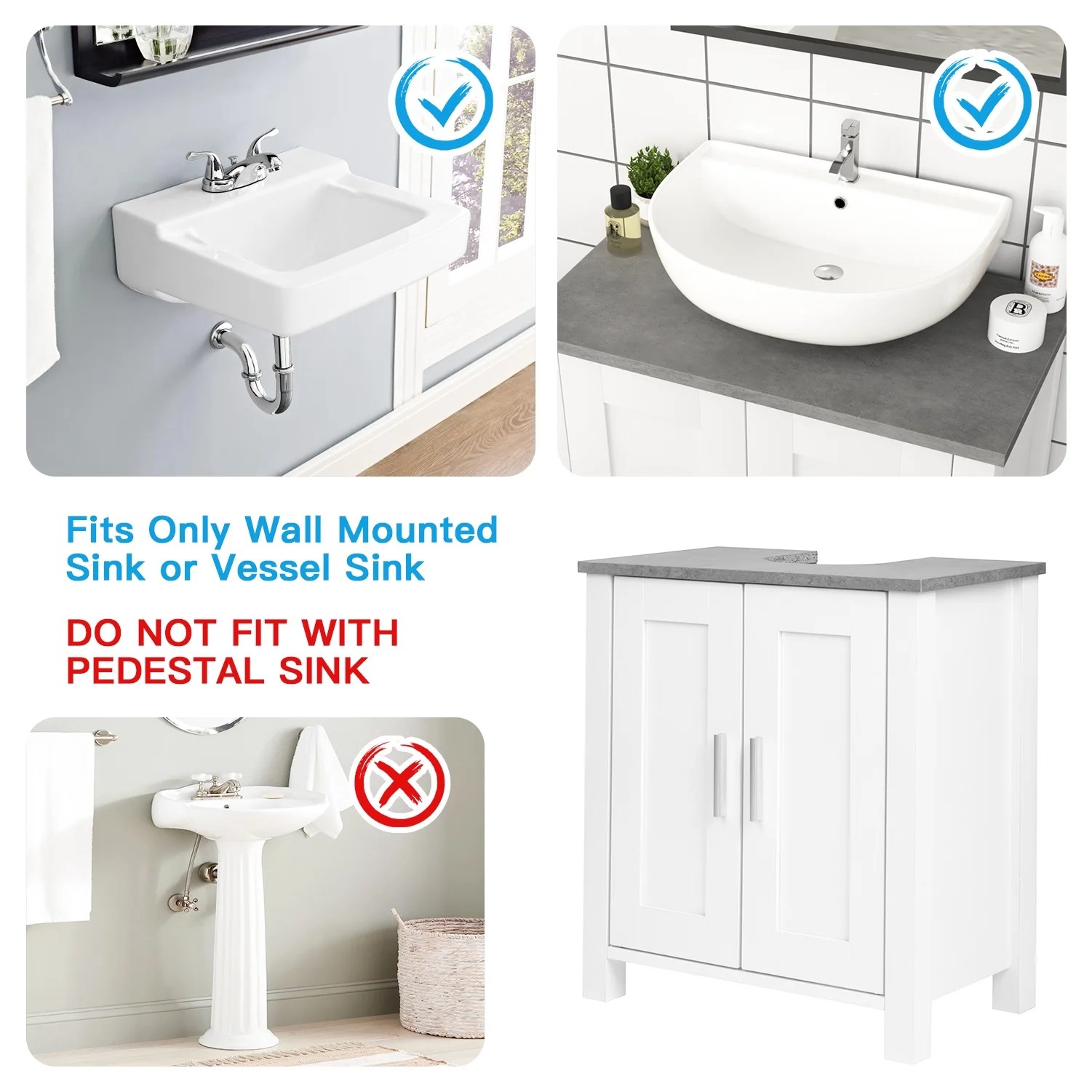 Buy Canddidliike 2 Doors Wall Mounted Sink or Vessel Sink Under Sink