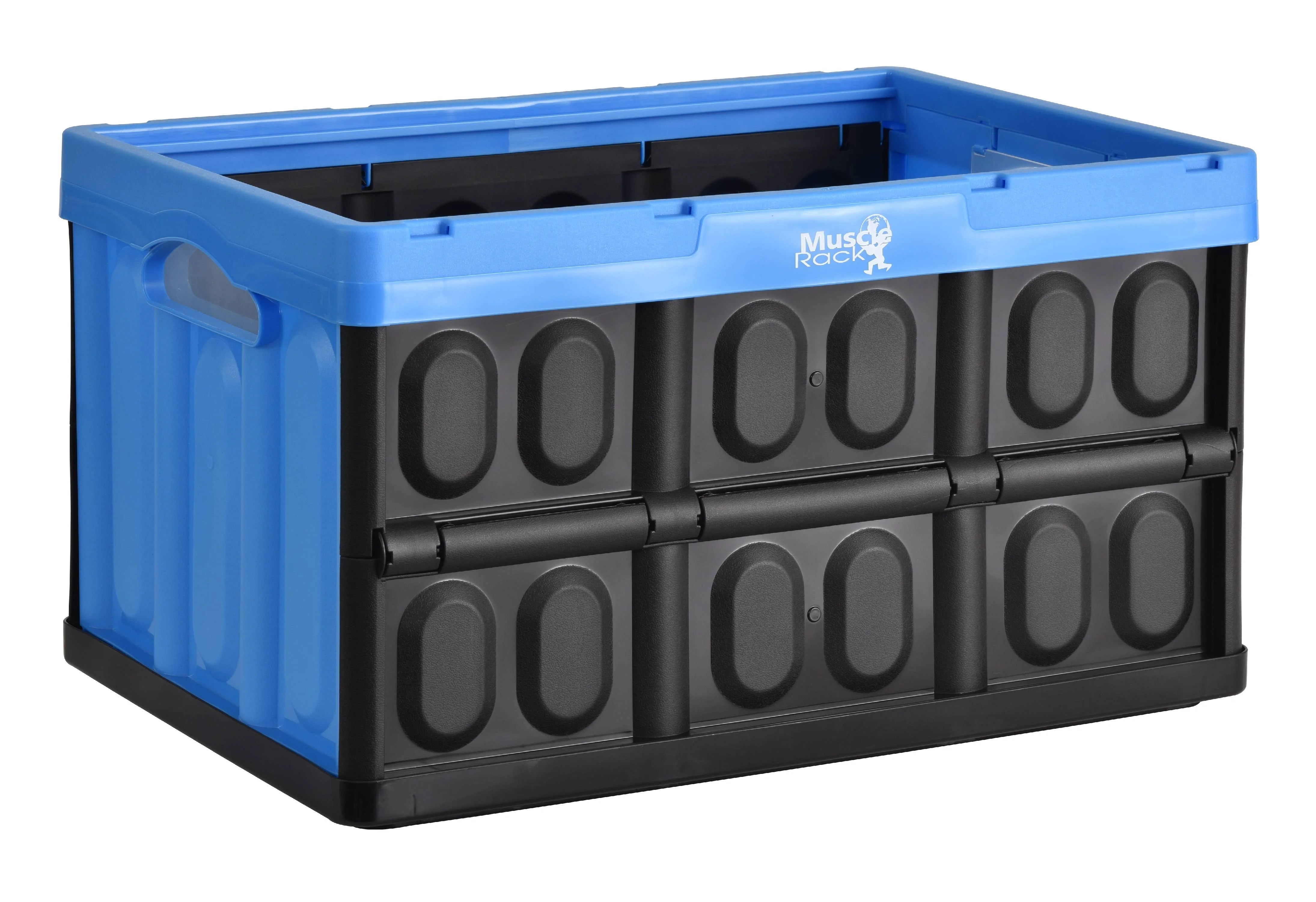 Folding Plastic Storage Crate Blue