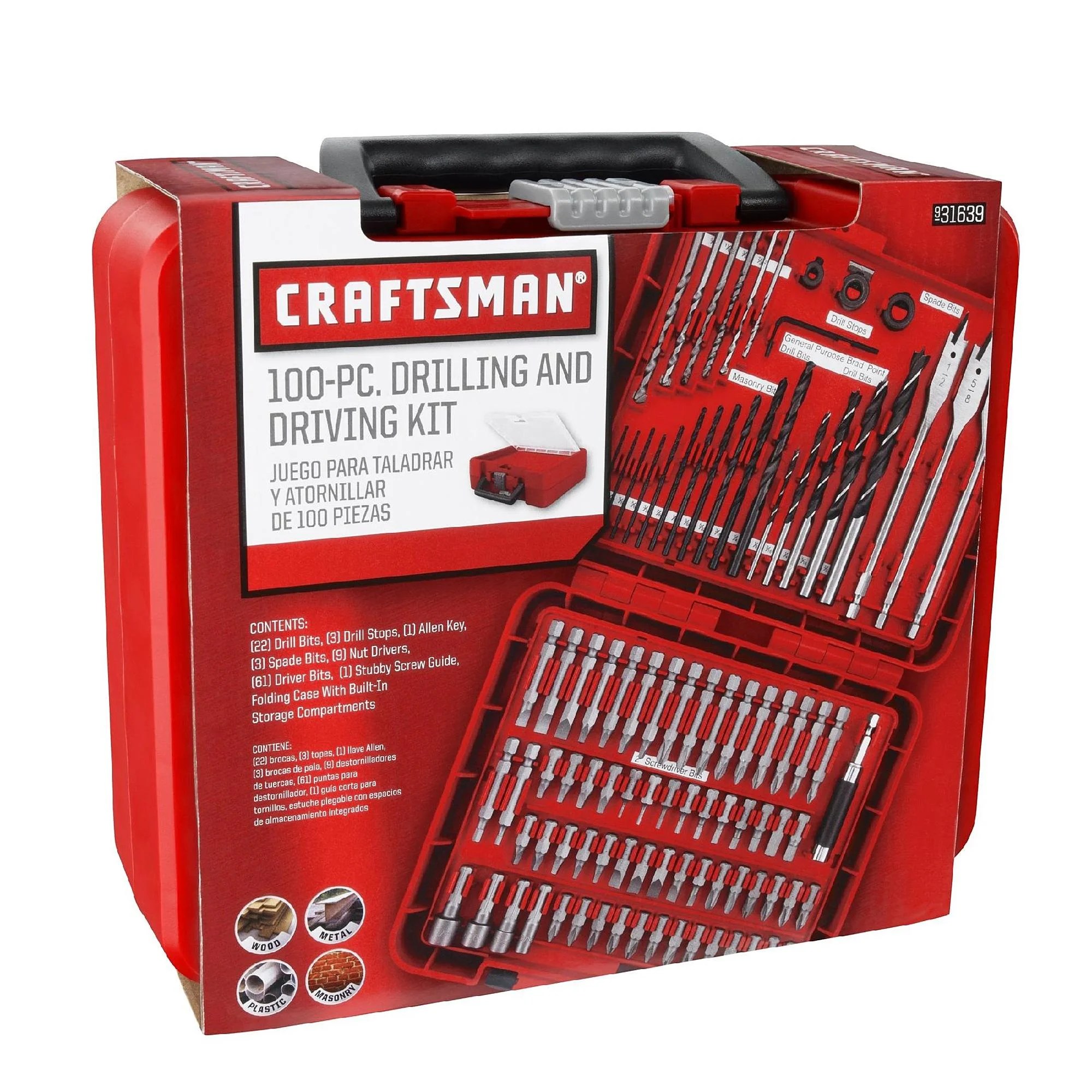 Craftsman Drill Bit Bits Metal Drilling/Screw Driver/Hex Drive Kit100