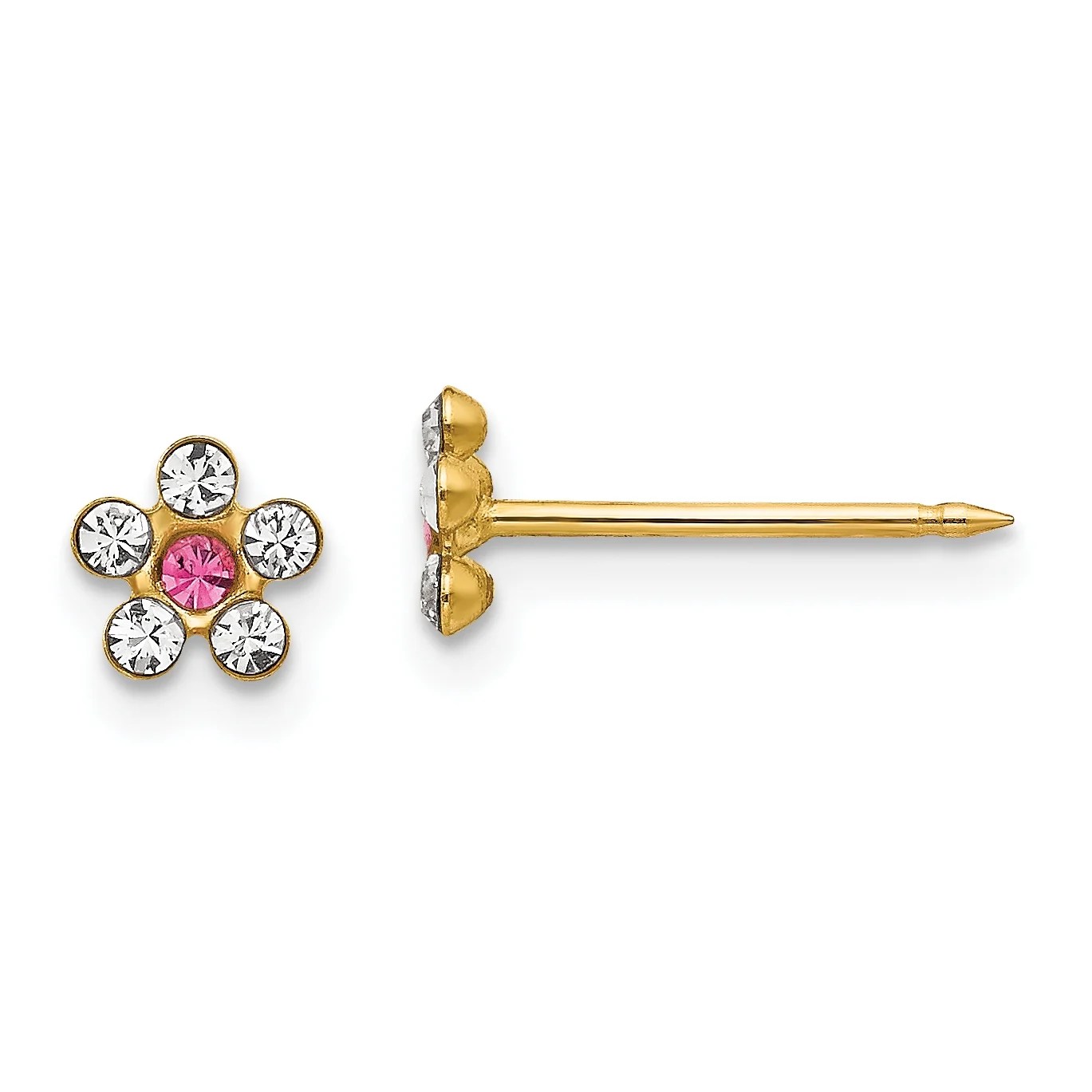 Inverness Inverness 14k Clear/Rose Crystal Flower Earrings Walmart