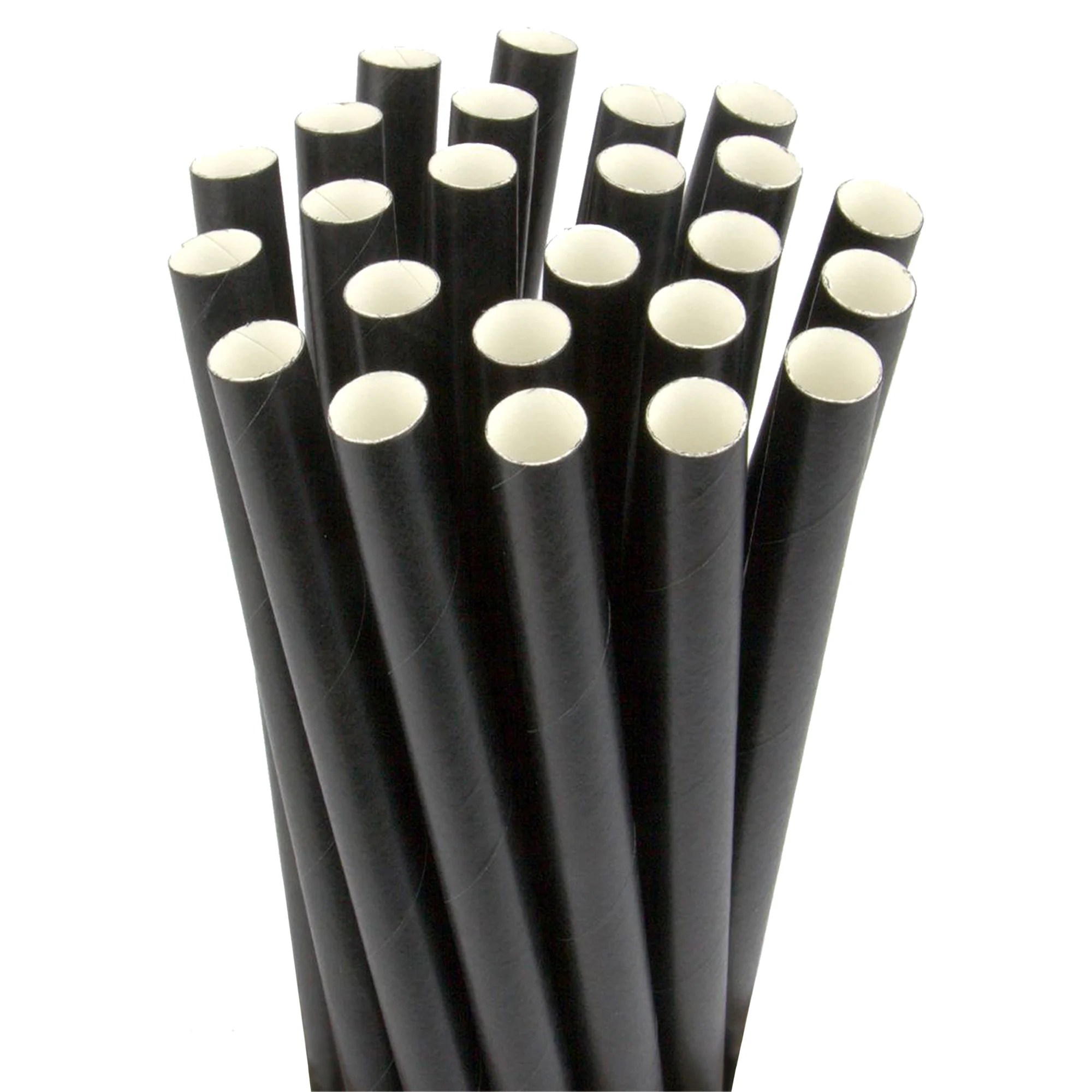[125 Pack] Bubble Tea Straws 8.5 Inch Long Black Wide Disposable