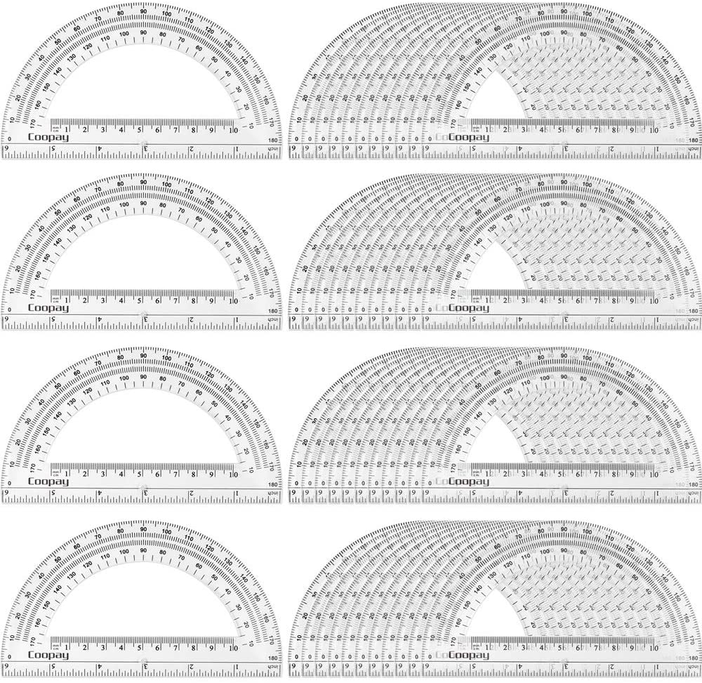 Coopay 48 Pack Plastic Protractors Clear Protractor Student Math