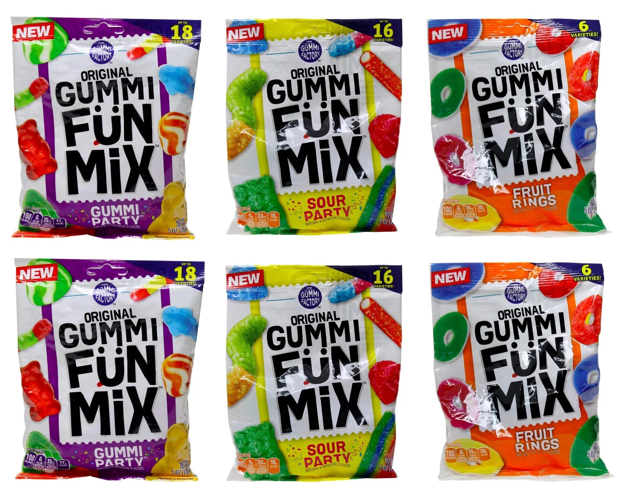 Original Gummi Fun Mix (6 Pack, 2 of each flavors) Gummi Party, Sour