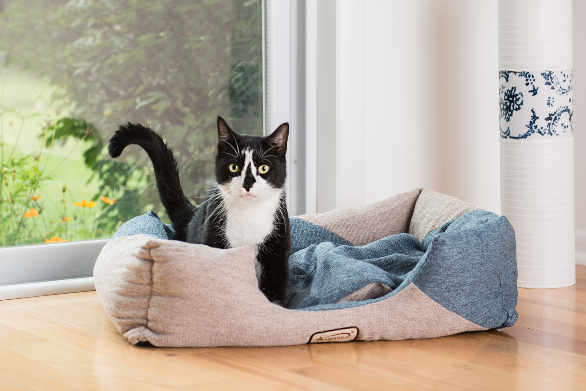Armarkat Cat Bed Model C47, navy blue & beige