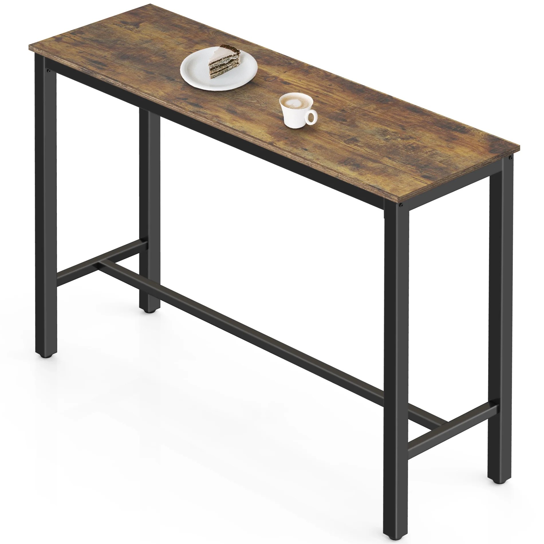 FITUEYES High Top Pub Bar Table 47.2" Industrial Bistro Table, Rustic