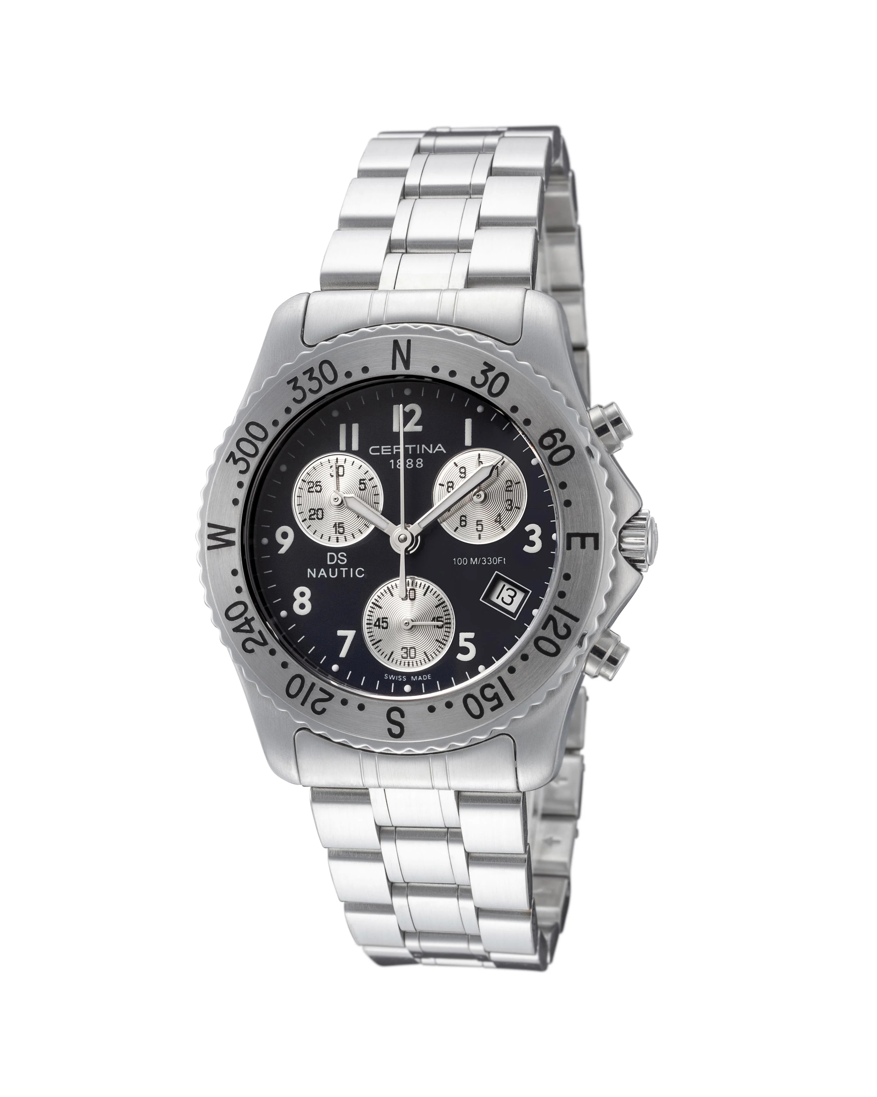 Certina Men's DS Nautic 38mm Steel Bracelet & Case Swiss Quartz Blue