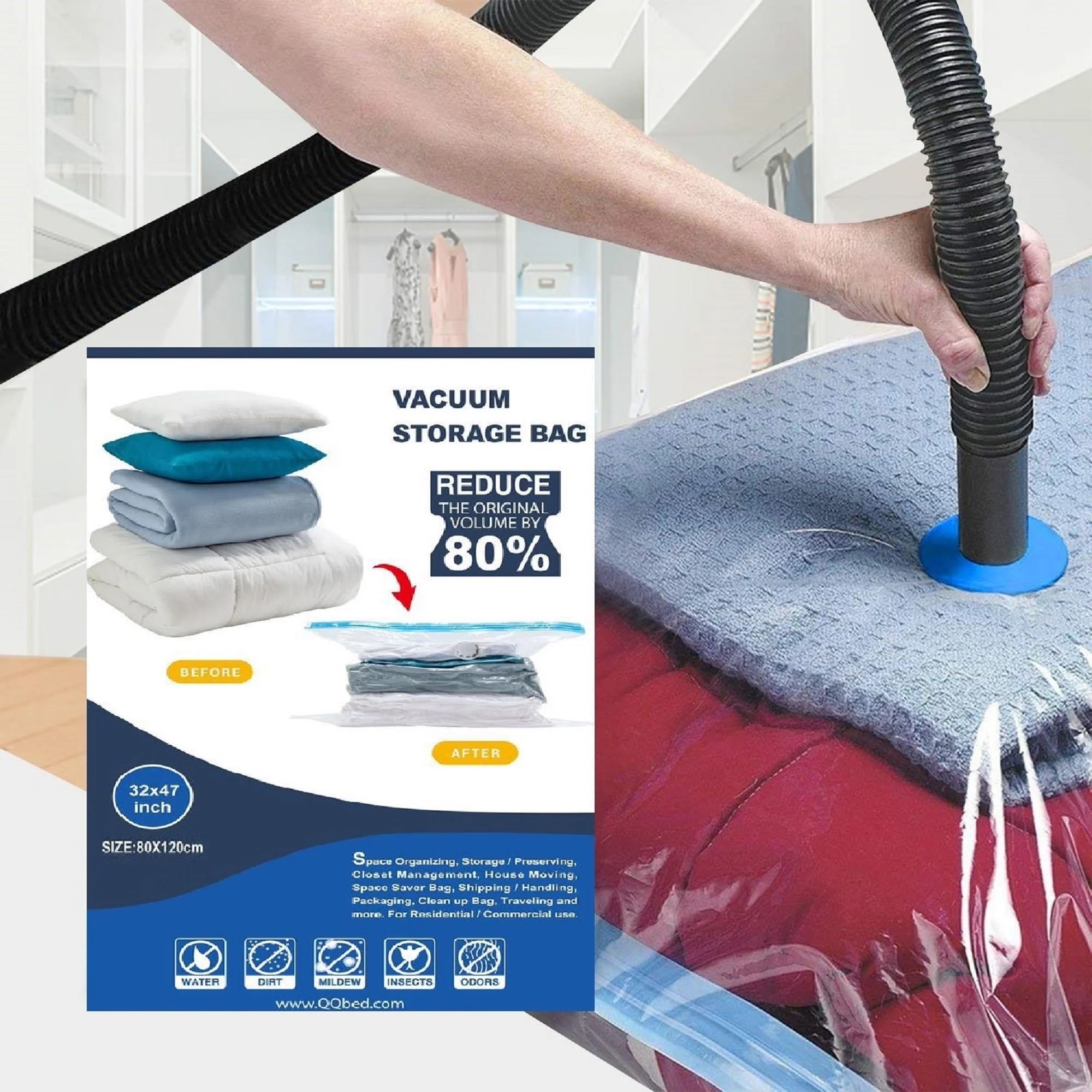 8 Pack Jumbo Size Space Saver Storage Vacuum Seal Plastic Cleaners Bag