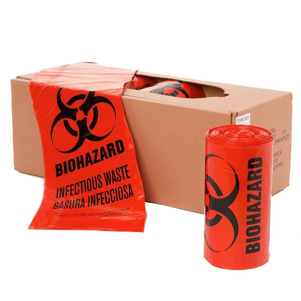 Pack of 20 Red Open Ended Biohazard Liners 30 x 36. Disposable Trash Bags 30x36, Thickness 1.3