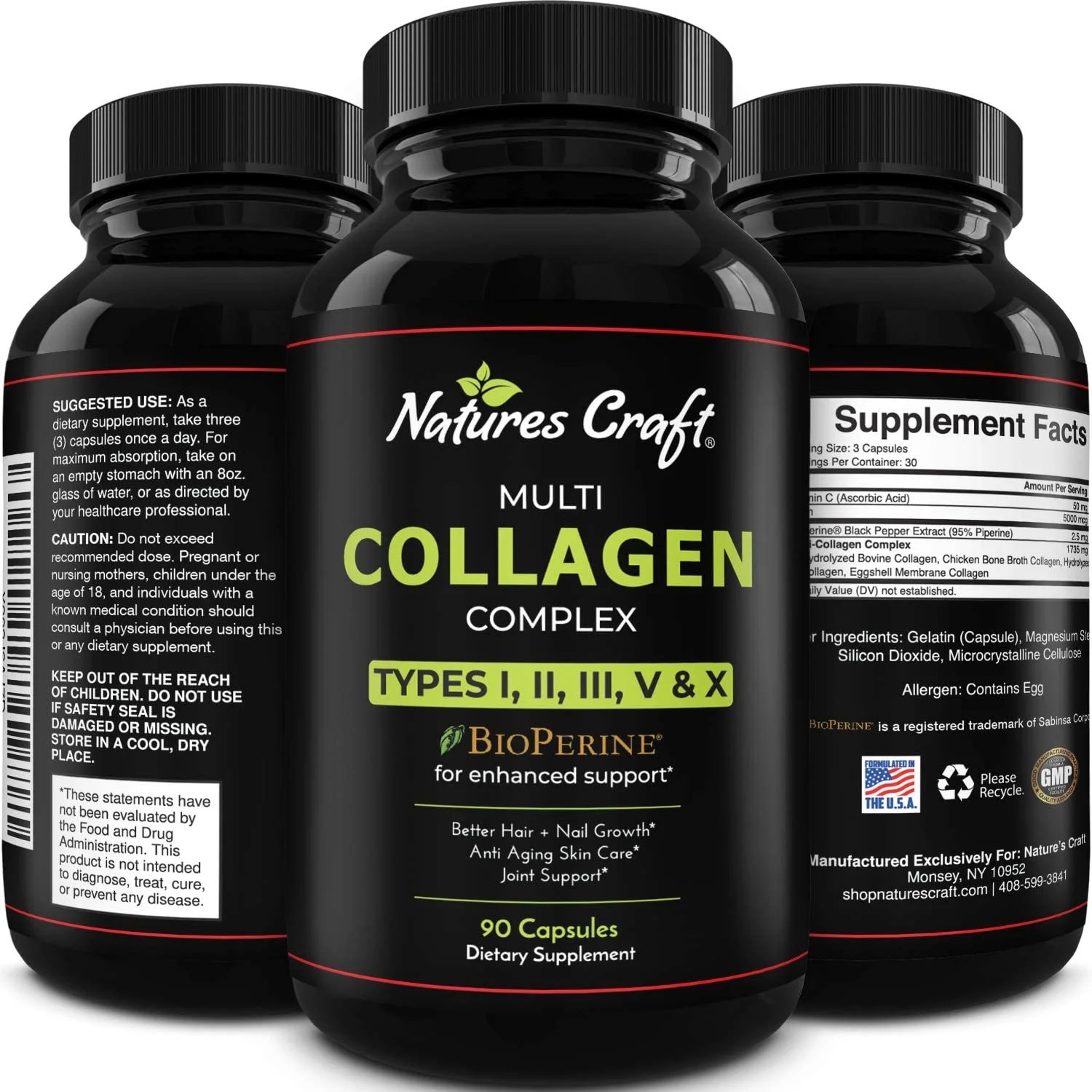Pure Collagen and Biotin 5000mcg Supplement Multi Collagen Capsules