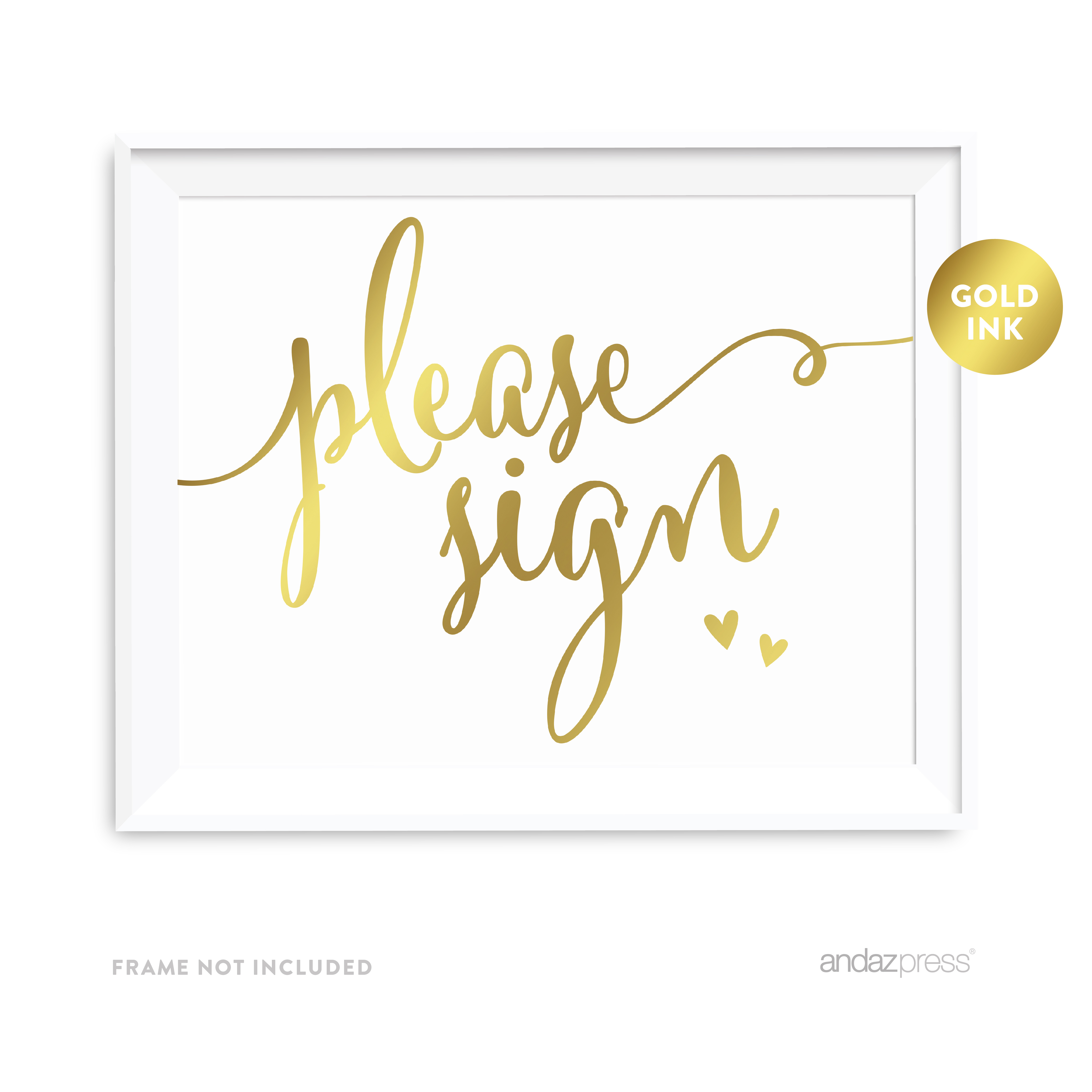 Please Sign Metallic Gold Wedding Party Signs