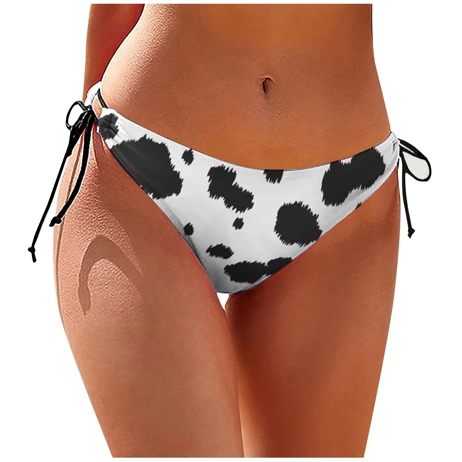 RPVATI Solid Tie Side Bathing Suit Bottoms for Women Bikini Low Rise Bikini Bottoms