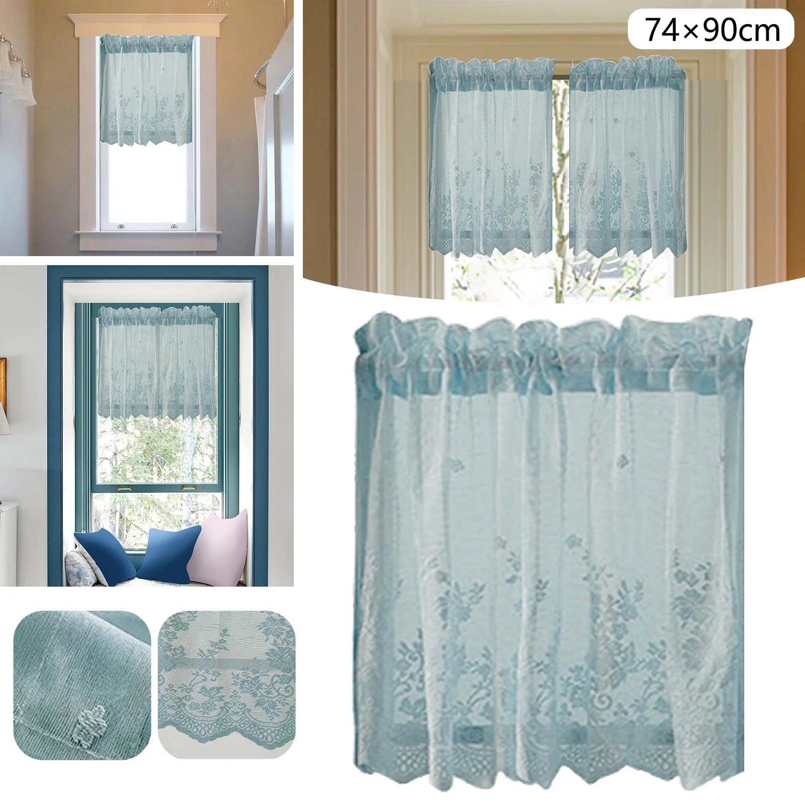 〖TOTO〗Curtain Lace Floral Lace Curtains Kitchen Coffee Curtains Bedroom