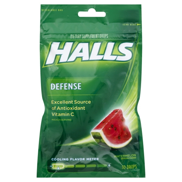 Halls Defense Vitamin C Drops, Watermelon 30 each Walmart Canada